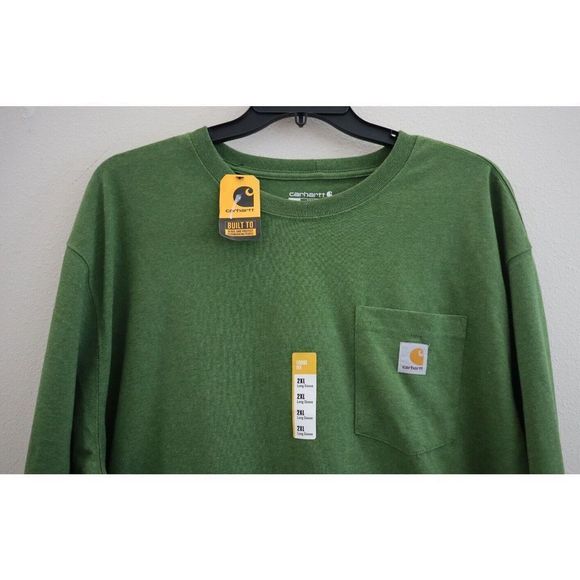 Carhartt Men's Sz 2XL Arborvitae Heather Green Loose Fit L/S Pocket T-Shirt - Picture 3 of 6